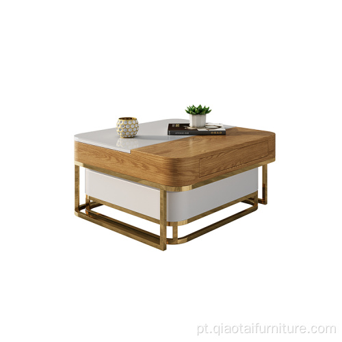 Mesas de café de madeira ajustáveis ​​com armazenamento